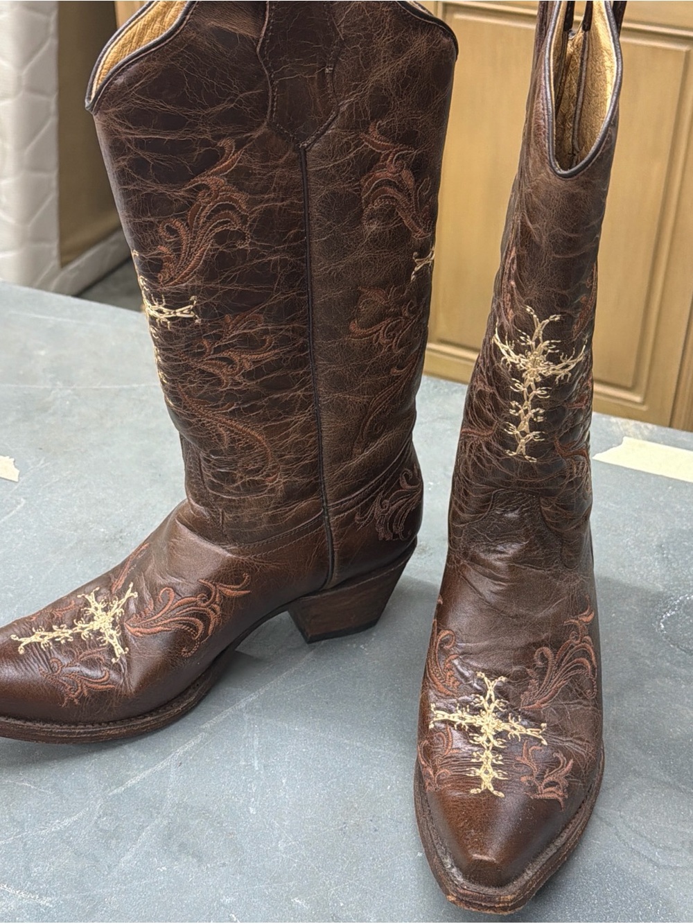 Circle G Tan Leather Interior Boot